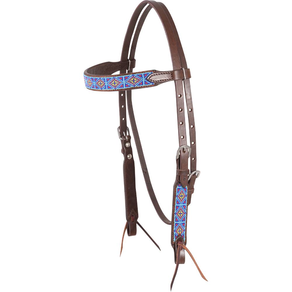 Cashel Turquoise/Red Browband Headstall Tack - Headstalls Cashel   