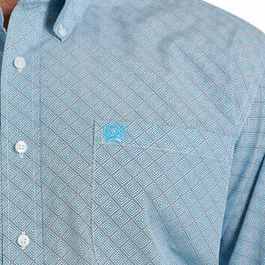 Cinch Turquoise Geo Print Shirt MEN - Clothing - Shirts - Long Sleeve Shirts CINCH   