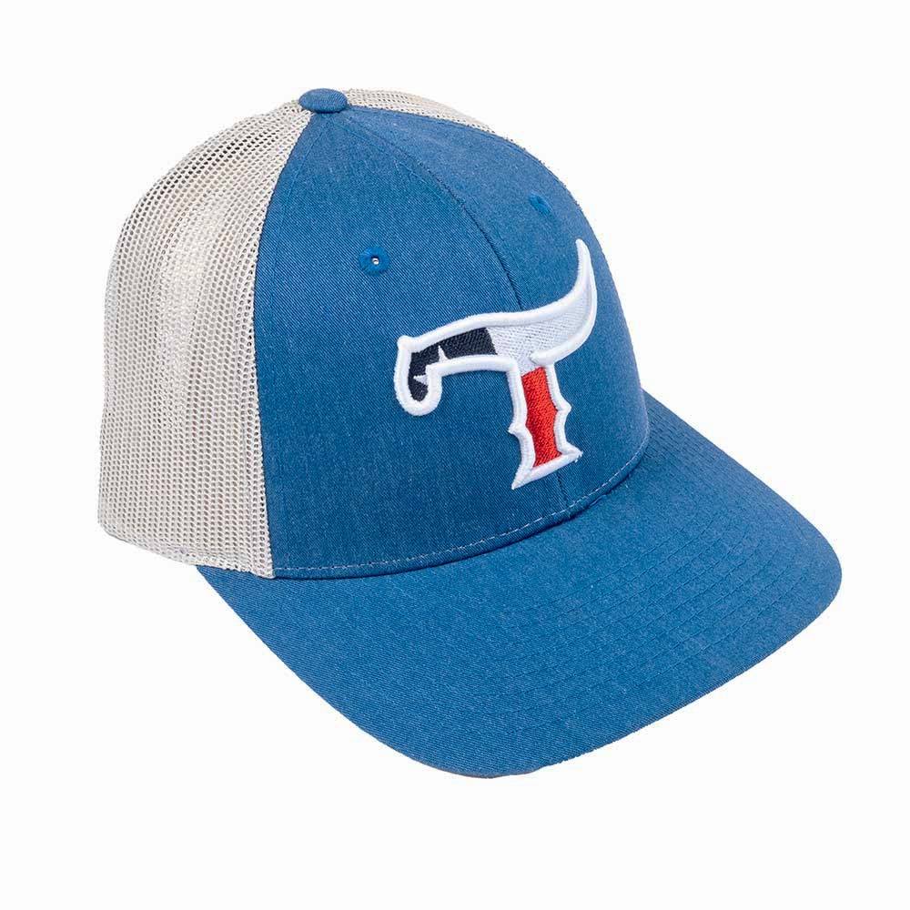 Teskey's 3D Texas Flag Circle T Logo Cap - Royal Blue/Light Grey - Teskeys