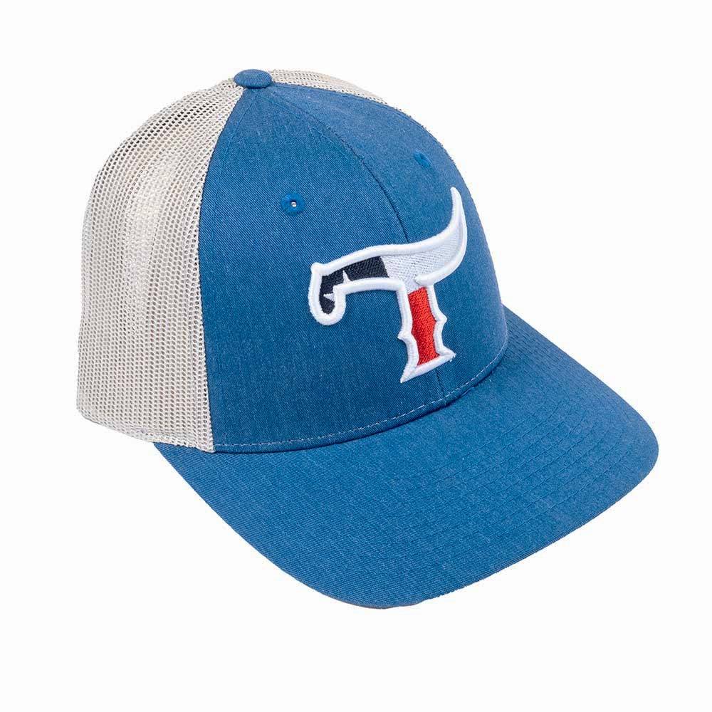 Teskey's 3D Texas Flag Circle T Logo Cap - Royal Blue/Light Grey TESKEY'S GEAR - Baseball Caps RICHARDSON   