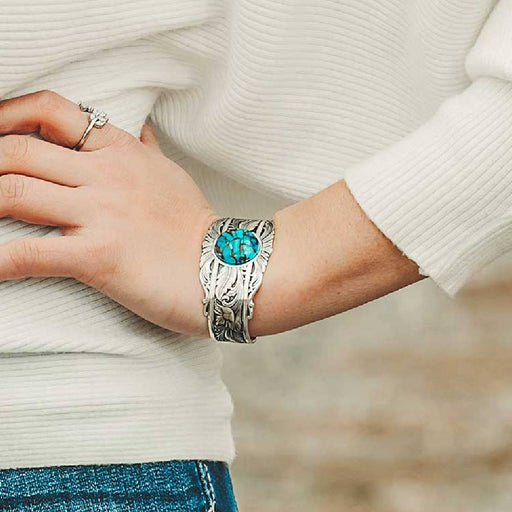 Montana Silversmiths Sheridan Silver Blue Turquoise Cuff Bracelet WOMEN - Accessories - Jewelry - Bracelets Montana Silversmiths   