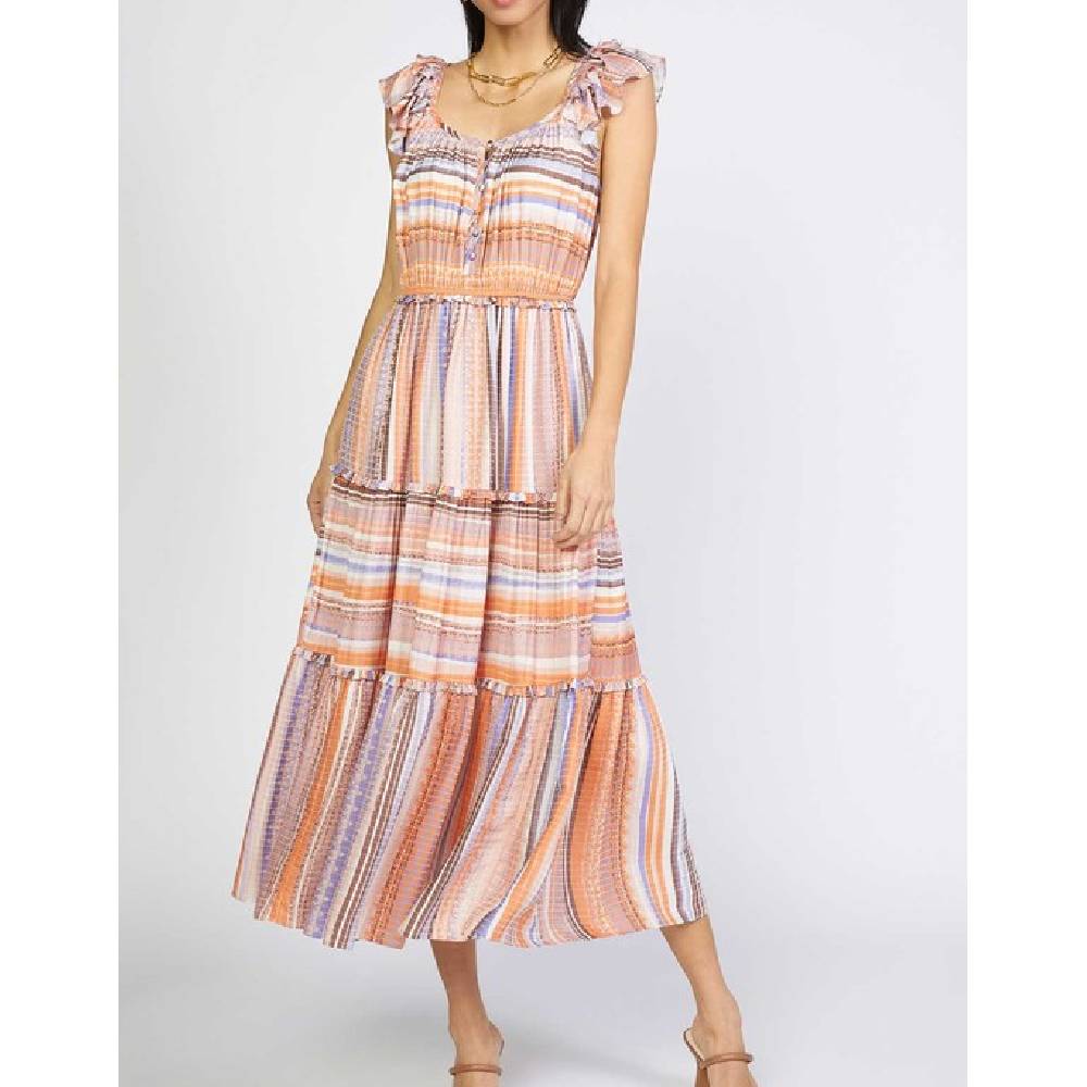 Women's Flutter Sleeve Tiered Midi Dress - FINAL SALE WOMEN - Clothing - Dresses Current Air   