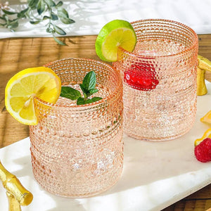 Old Fashion Textured Beaded  Drinking Glass - Rose Gold HOME & GIFTS - Tabletop + Kitchen - Dinnerware Kate Aspen   