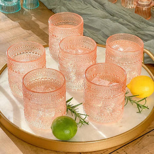 Old Fashion Textured Beaded  Drinking Glass - Rose Gold HOME & GIFTS - Tabletop + Kitchen - Dinnerware Kate Aspen   