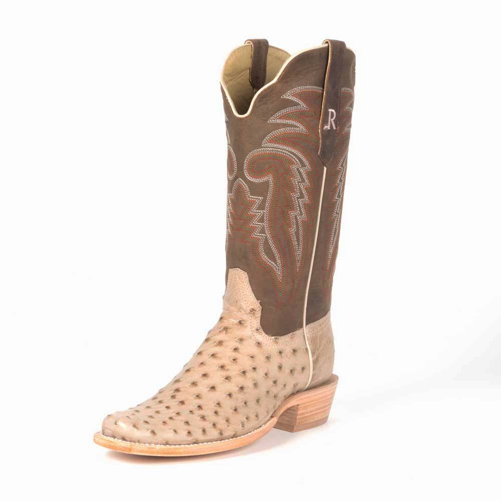 R. Watson Sand Bruciato Full Quill Ostrich Boot - FINAL SALE MEN - Footwear - Exotic Western Boots R Watson   