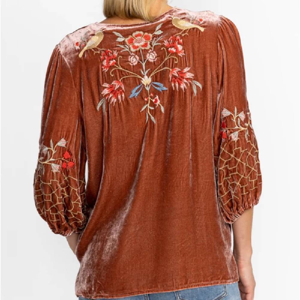 Johnny Was Pacifica Embroidered Velvet Blouse | Bloomingdale's