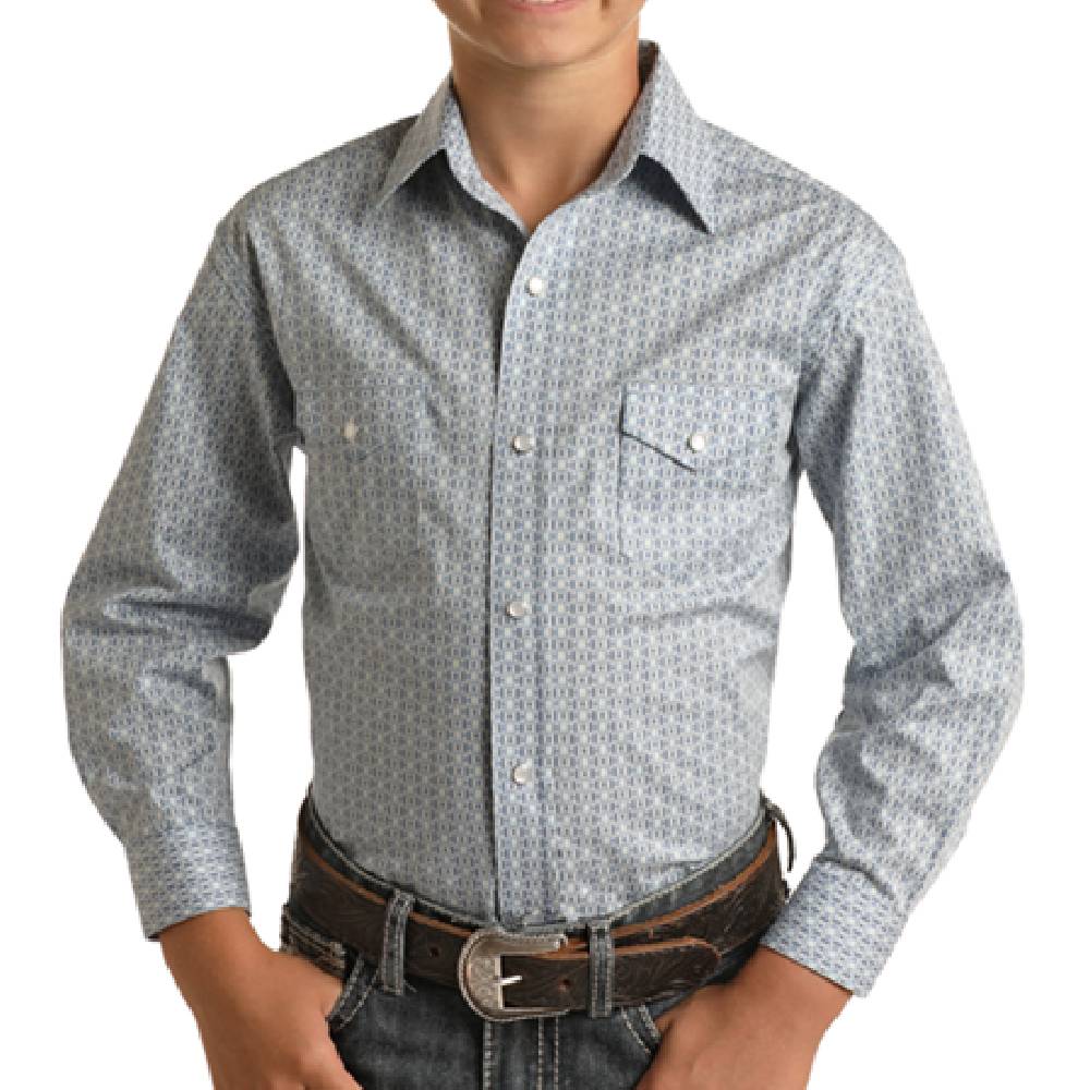 Panhandle Boy's Geo Print Snap Shirt - FINAL SALE KIDS - Boys - Clothing - Shirts - Long Sleeve Shirts Panhandle   