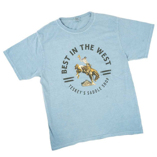 Teskey's "Best In The West" Cowboy Bronco Tee - Denim TESKEY'S GEAR - SS T-Shirts Teskey's