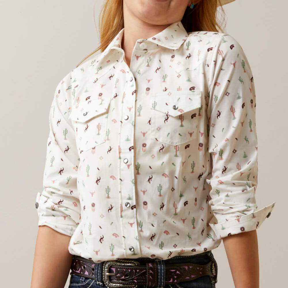 Ariat Girl's Santa Fe Print Snap Shirt - FINAL SALE KIDS - Girls - Clothing - Tops - Long Sleeve Tops Ariat Clothing   