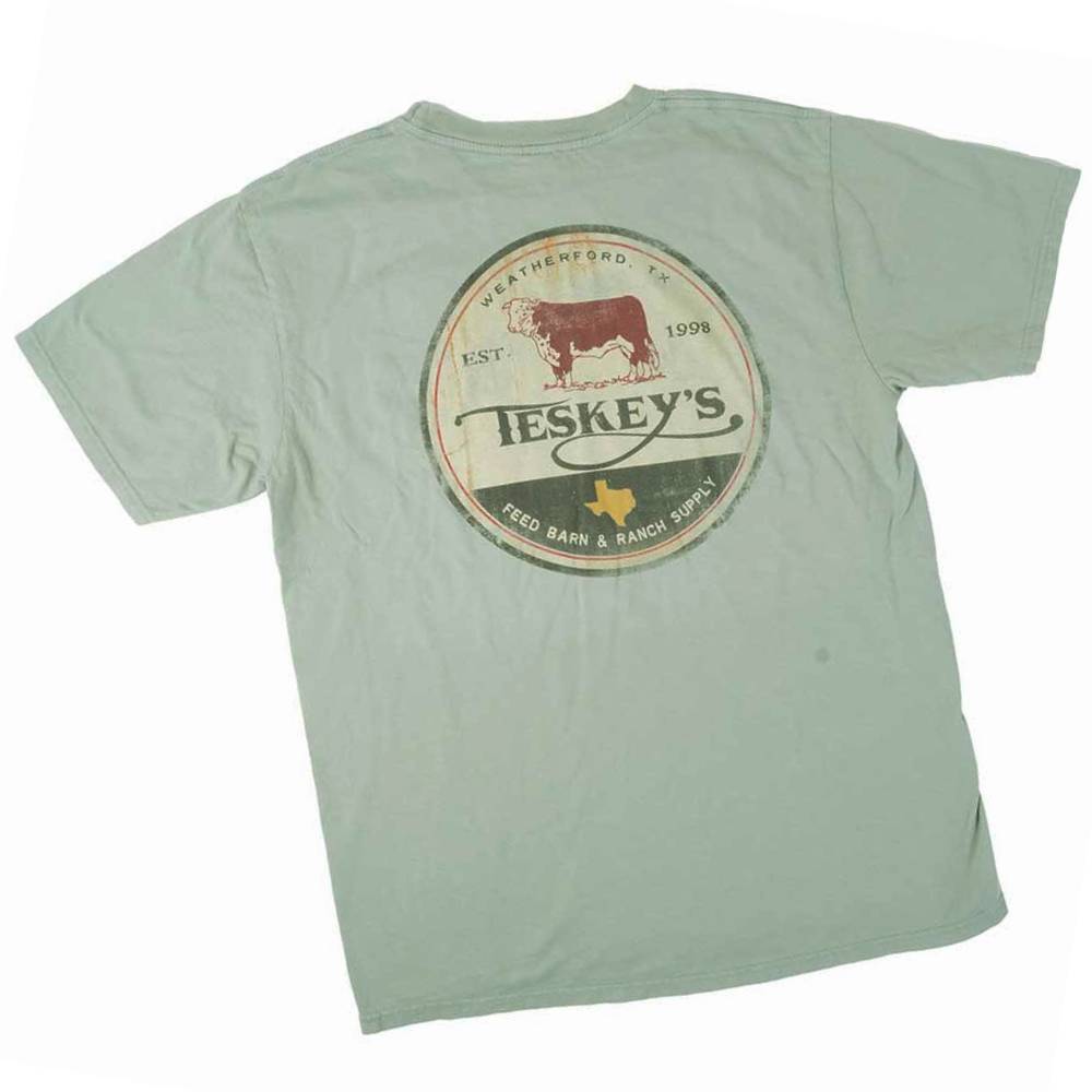 Teskey's Feed Barn Cow Tee - Agave TESKEY'S GEAR - SS T-Shirts Lakeshirts   