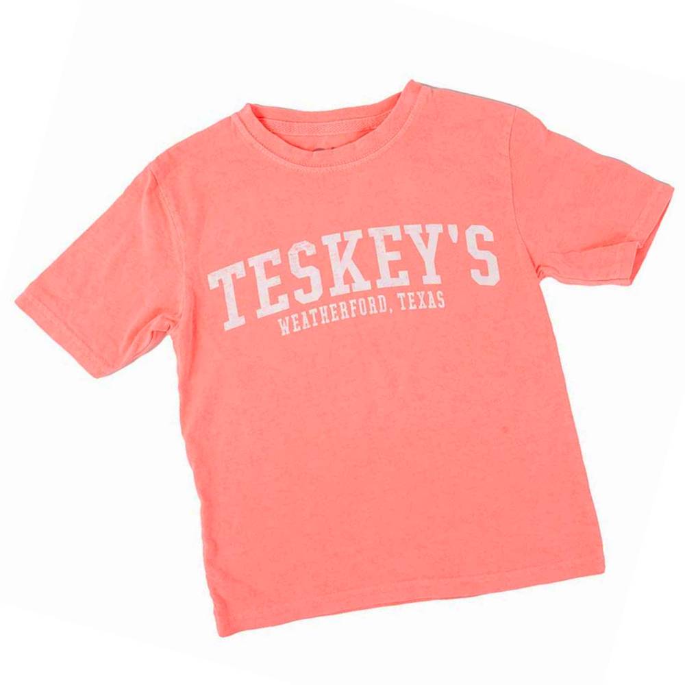 Teskey's Youth Logo Tee - Neon Coral TESKEY'S GEAR - Youth SS Shirts Lakeshirts   