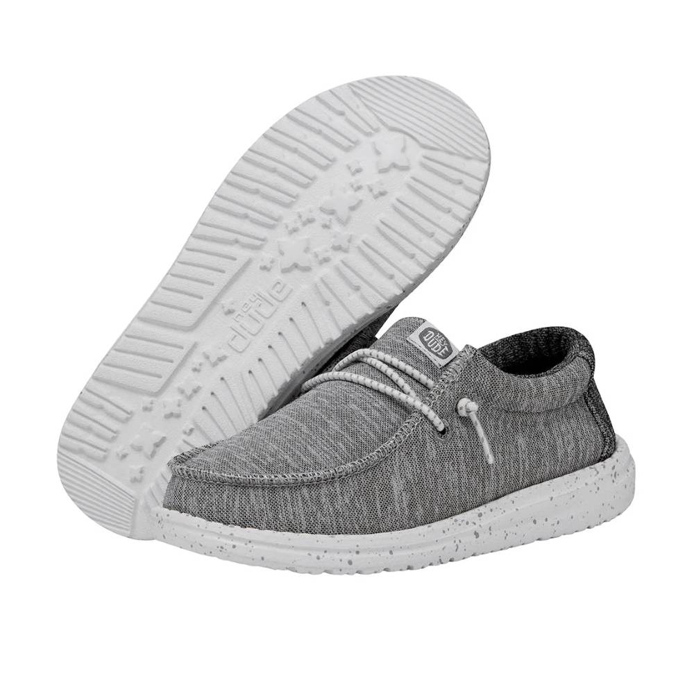 Hey Dude Youth Wally Sport Knit - Light Grey - Teskeys