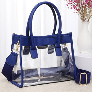 Color Trim Clear Tote Bag - Multiple Colors WOMEN - Accessories - Handbags - Tote Bags MiMi Wholesale Royal Blue  
