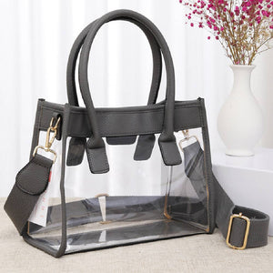 Color Trim Clear Tote Bag - Multiple Colors WOMEN - Accessories - Handbags - Tote Bags MiMi Wholesale Gray  
