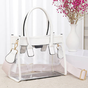 Color Trim Clear Tote Bag - Multiple Colors WOMEN - Accessories - Handbags - Tote Bags MiMi Wholesale White  