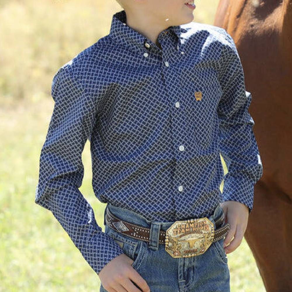 Cinch Boy's Geo Print Button Shirt KIDS - Boys - Clothing - Shirts - Long Sleeve Shirts Cinch   