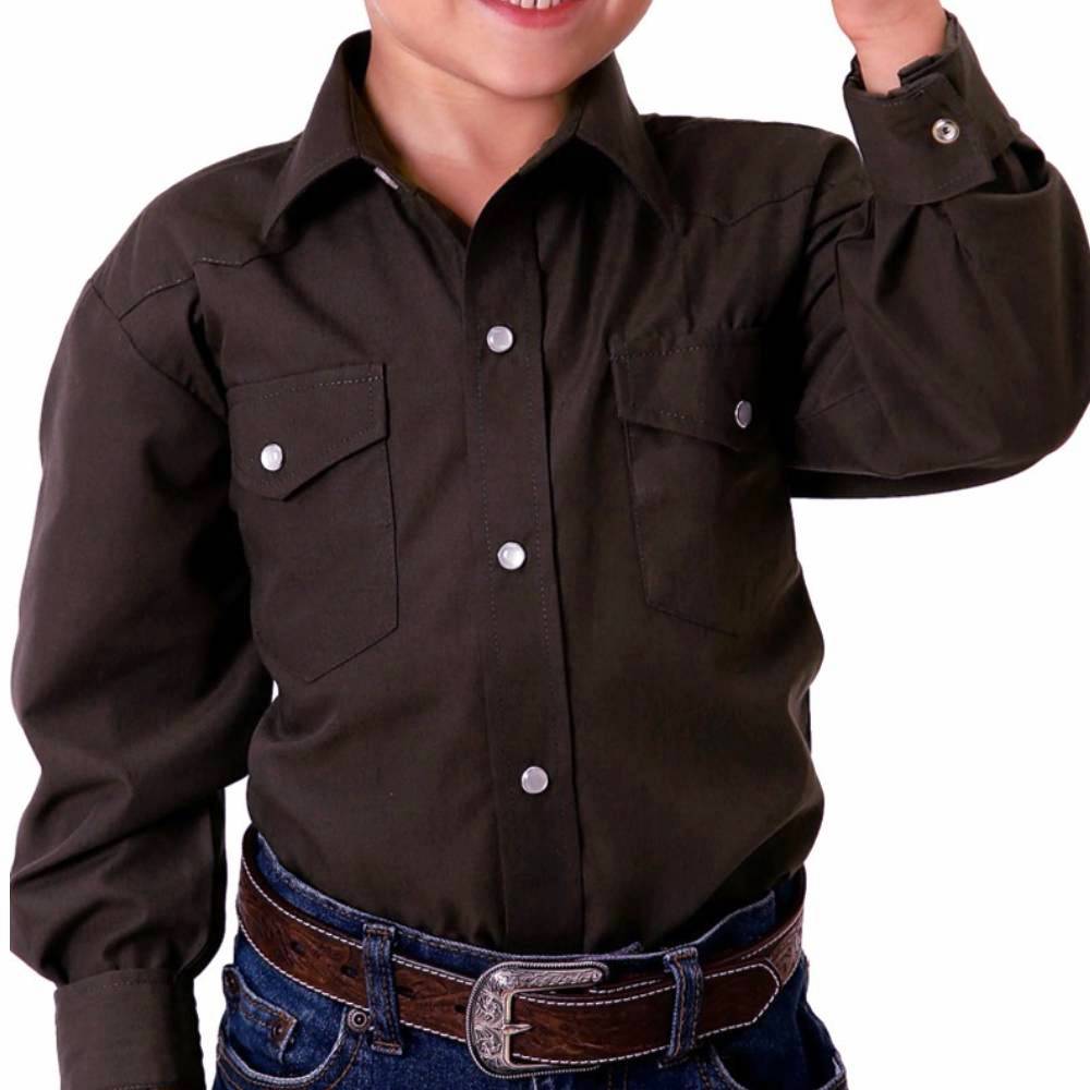 Roper Boy's Solid Pearl Snap Shirt - FINAL SALE KIDS - Boys - Clothing - Shirts - Long Sleeve Shirts Roper Apparel & Footwear   