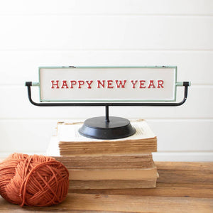 Merry Christmas & Happy New Year Enamel Flip Sign HOME & GIFTS - Home Decor - Decorative Accents KALALOU   