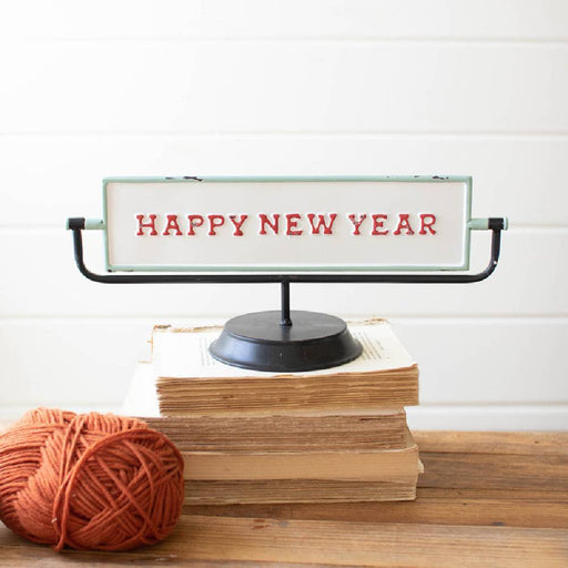 Merry Christmas & Happy New Year Enamel Flip Sign HOME & GIFTS - Home Decor - Seasonal Decor Kalalou   
