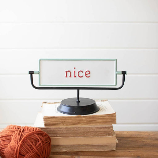 Naughty & Nice Enamel Flip Sign HOME & GIFTS - Home Decor - Seasonal Decor Kalalou   