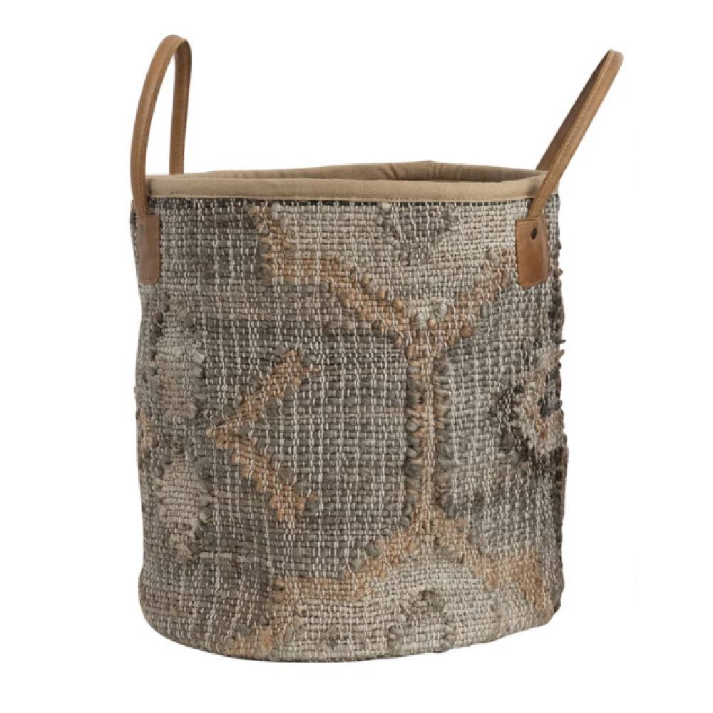 Jute & Cotton Kilim Baskets w/ Leather Handles - Large HOME & GIFTS - Home Decor - Decorative Accents Creative Co-Op   