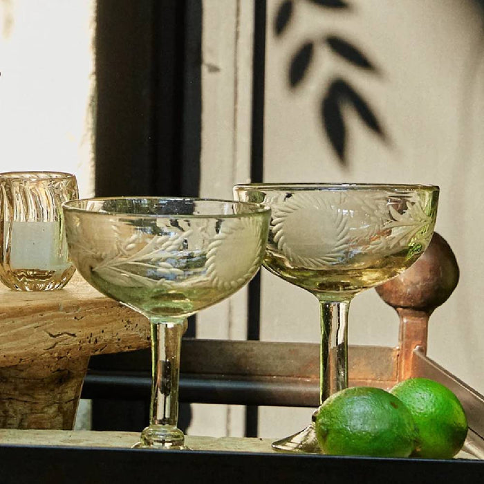 Jan Barboglio Margarita Girasol Sunflower Etch Glass HOME & GIFTS - Tabletop + Kitchen - Drinkware + Glassware Jan Barboglio By Blanca Santa   