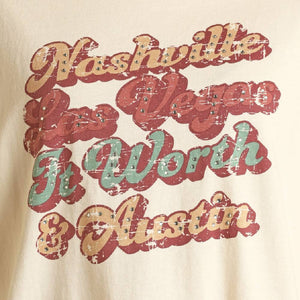 Rock & Roll Denim Graphic Rhinestone Tee WOMEN - Clothing - Tops - Short Sleeved Panhandle   