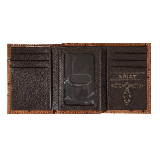 Ariat Ostrich Floral Tri-Fold Wallet MEN - Accessories - Wallets & Money Clips M&F Western Products   
