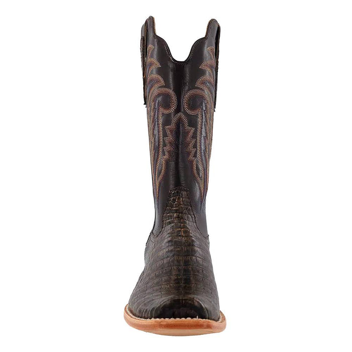 R. Watson Men's Golden Chocolate Caiman Belly Cutter Toe Boot - FINAL SALE MEN - Footwear - Exotic Western Boots R Watson