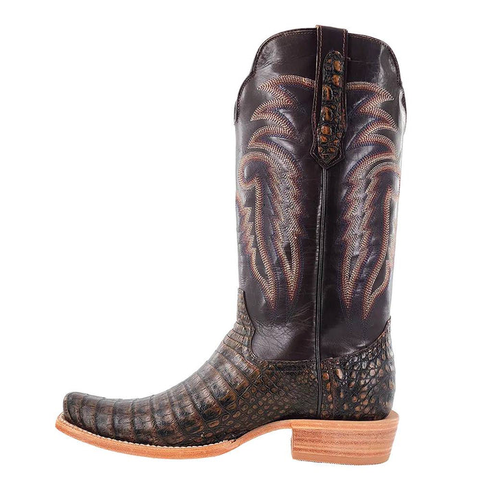 R. Watson Men's Golden Chocolate Caiman Belly Cutter Toe Boot - FINAL SALE MEN - Footwear - Exotic Western Boots R Watson