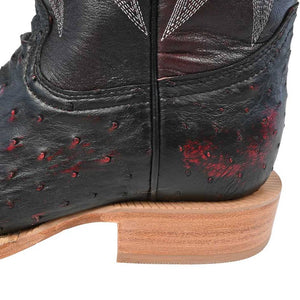 R. Watson Men's Black Cherry Full Quill Ostrich Boot MEN - Footwear - Exotic Western Boots R Watson   