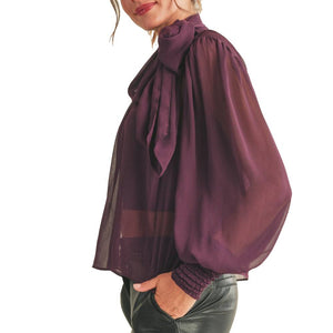 Reset Sophia Sheer Top - Plum - FINAL SALE WOMEN - Clothing - Tops - Long Sleeved Reset By Jane   
