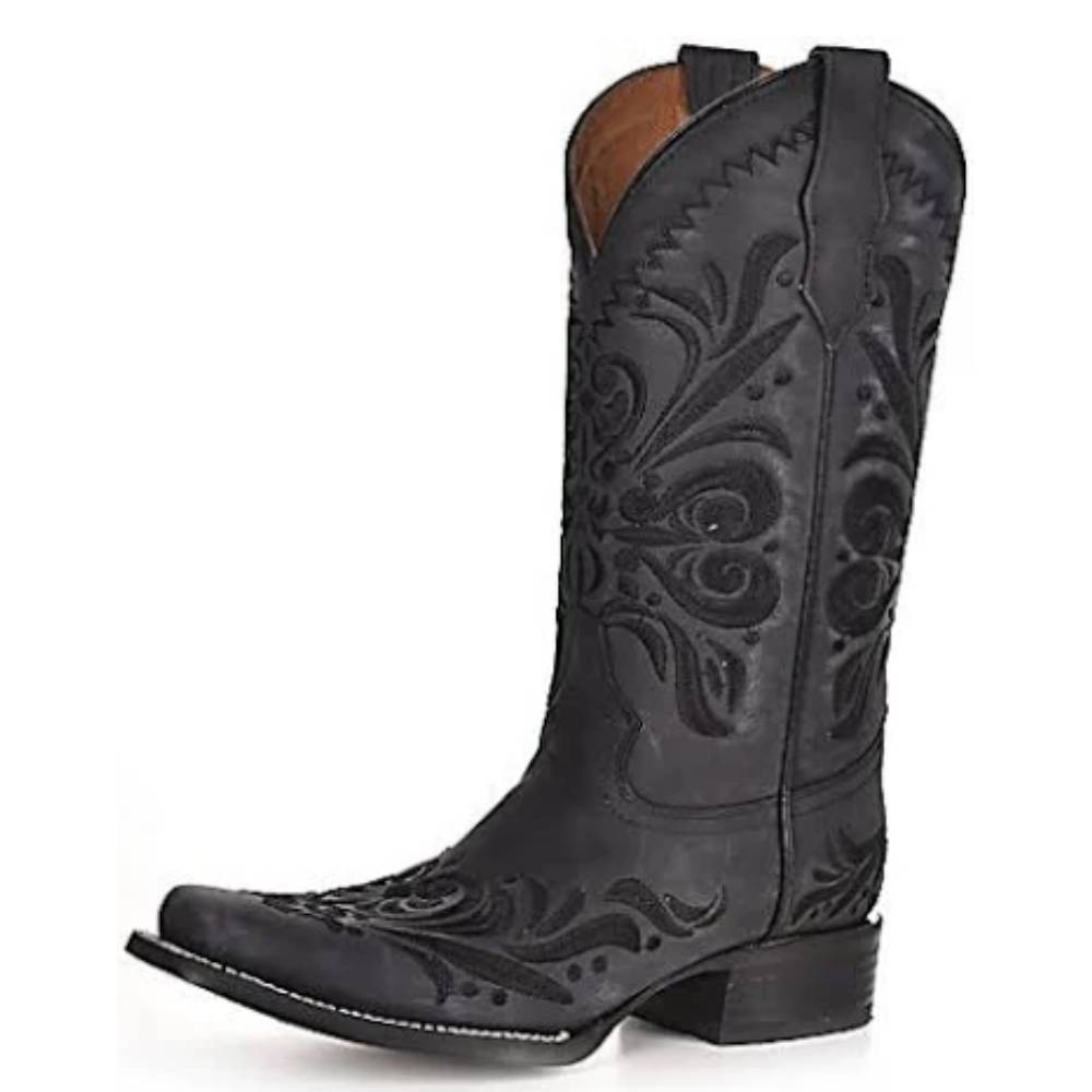 Corral Black Embroidered Leather Luxury Cowgirl Boots - Teskeys