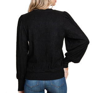 Bubble Sleeve Top - Black - FINAL SALE WOMEN - Clothing - Tops - Long Sleeved Jodifl   