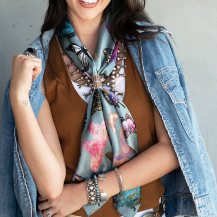 Fringe Scarves "Butterflies" Long Wild Rag ACCESSORIES - Additional Accessories - Wild Rags & Scarves Fringe Scarves   