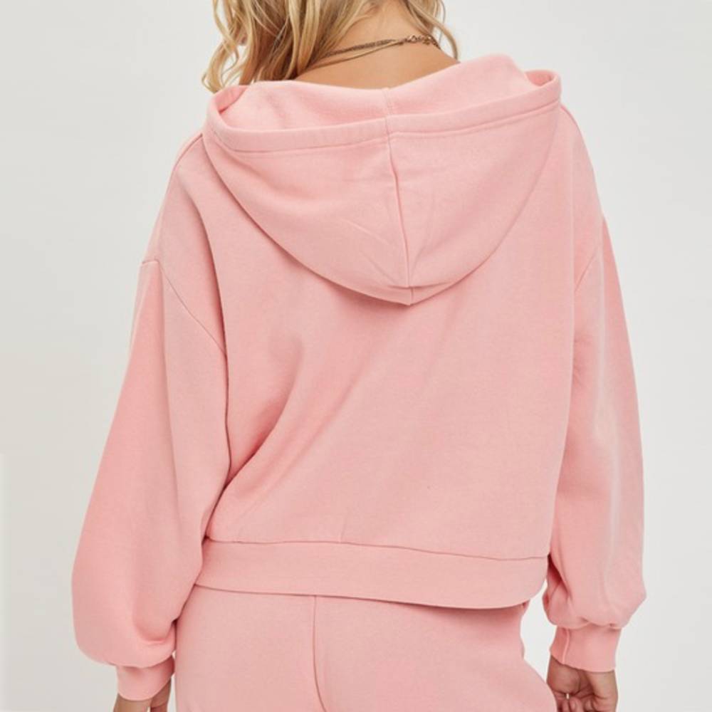 Risen V Neck Hoodie Blush Teskeys