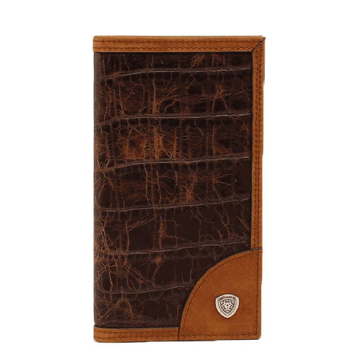 Ariat Brown Faux Crocodile Rodeo Wallet MEN - Accessories - Wallets & Money Clips M&F Western Products   
