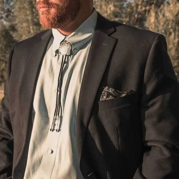 Montana Silversmiths Scalloped Square Bolo Tie MEN - Accessories - Jewelry & Cuff Links Montana Silversmiths   