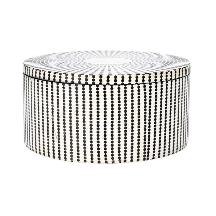 Black Dot & Cream Round Resin Box HOME & GIFTS - Home Decor - Decorative Accents Creative Co-Op   