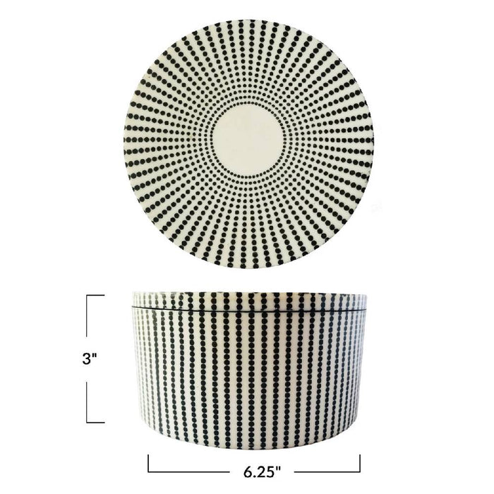 Black Dot & Cream Round Resin Box HOME & GIFTS - Home Decor - Decorative Accents Creative Co-Op   