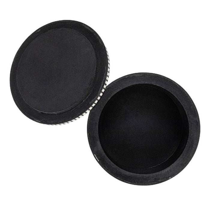 Black Dot & Cream Round Resin Box HOME & GIFTS - Home Decor - Decorative Accents Creative Co-Op   