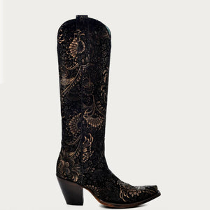 Corral Gold Stamp Floral Suede Tall Boot WOMEN - Footwear - Boots - Western Boots Corral Boots   