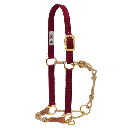 Weaver Horseman's Halter with Side Ring Tack - Halters & Leads Weaver Small Burgundy/Tan