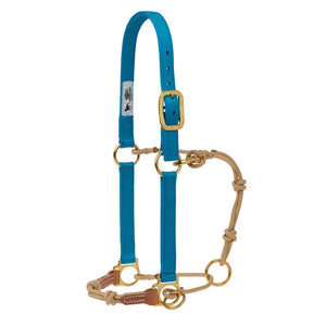 Weaver Horseman's Halter with Side Ring Tack - Halters & Leads - Halters Weaver Small Horse Hurricane Blue/Tan 