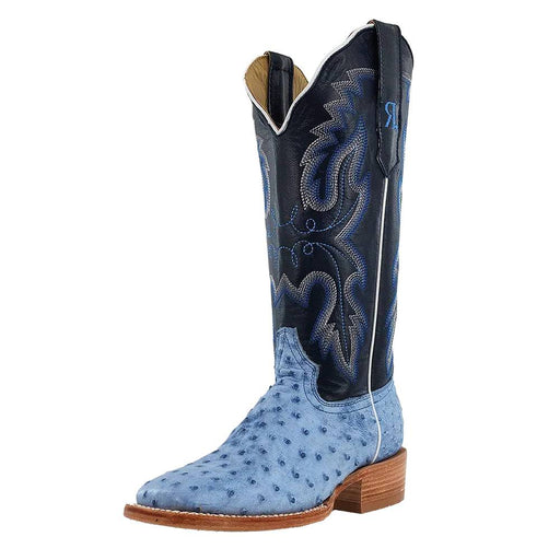 R. Watson Women's Denim Bruciato Full Quill Ostrich Boot WOMEN - Footwear - Boots - Exotic Boots R Watson   