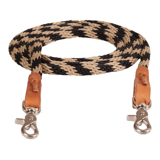 Round Braided Trail Rein Tack - Reins Mustang Black/Tan  