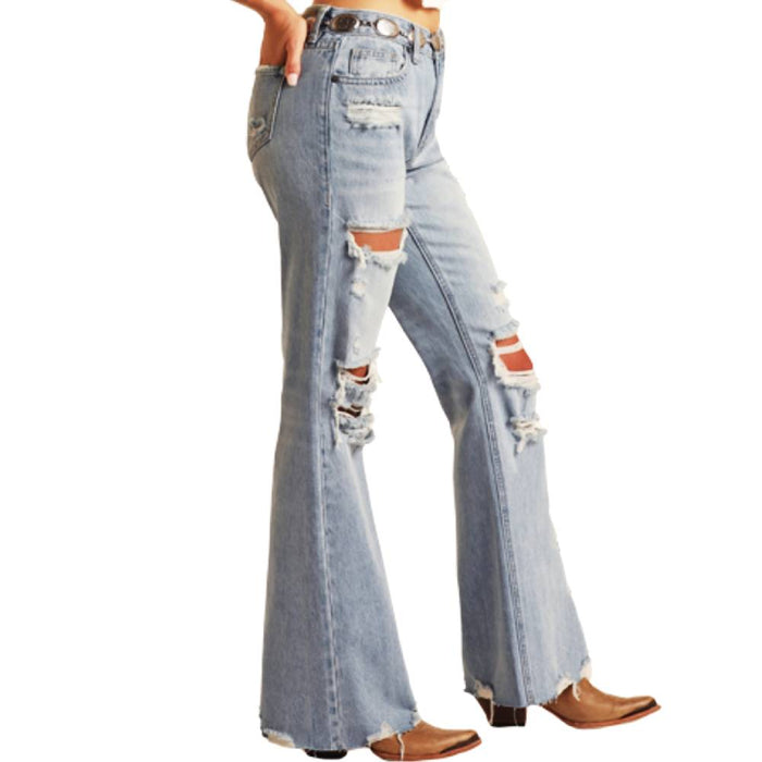 Rock & Roll Denim Women's Distressed Flare Jeans WOMEN - Clothing - Jeans Panhandle   