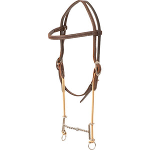 Classic Equine Loomis Draw Gag Twisted Snaffle Bit on Chocolate Slip Ear Headstall main image 1