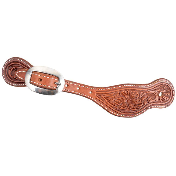 Martin Saddlery Alpine Spur Straps Tack - Spur Straps Martin Saddlery Chestnut w/ Alpine Tooling  