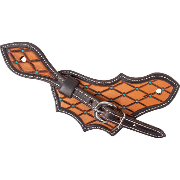 Martin Saddlery Oak Leaf Spur Straps Tack - Spur Straps Martin Saddlery Turquoise Spots  